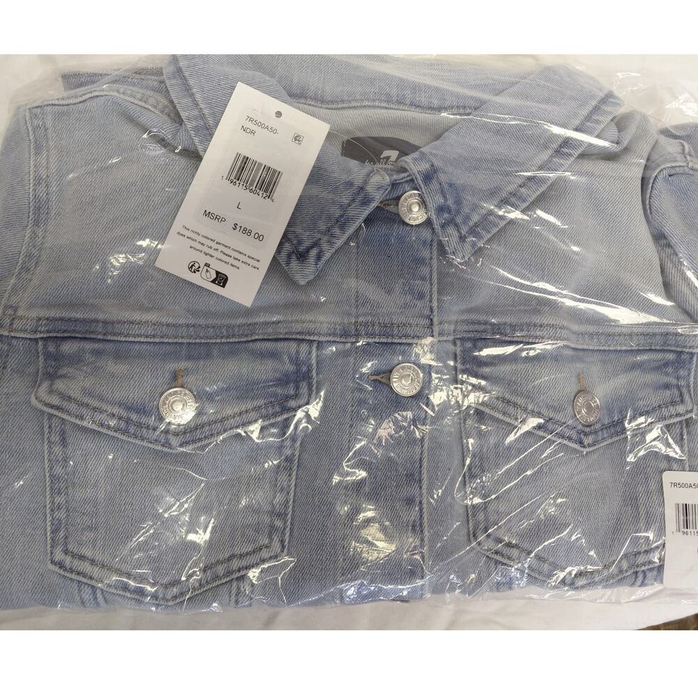 7 for All Mankind Women's Classic Denim Trucker Jacket Large NWT - Picture 6 of 6